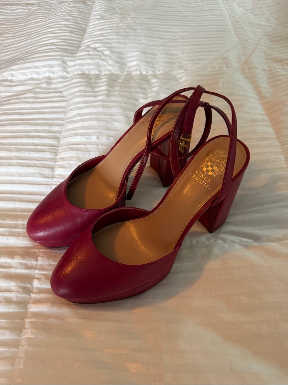 Vince Camuto Raspberry Slingback Block Heel Pumps